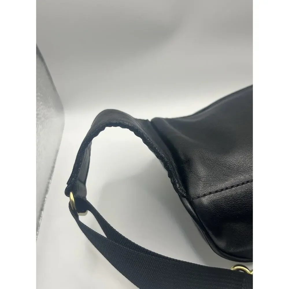 Coach Vintage Canteen Waist Pouch 0515 Black M/L Leather Belt Bag 90's USA